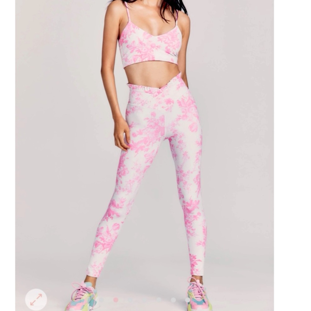 LoveShackFancy Pink and White Leggings